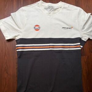 New without Tags Men's Large McLaren F1 Gulf Core Printed Men's Shirt - White